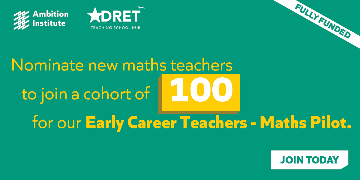 DRET_TSH's tweet photo. 📣 Headteachers and trust school leaders!
Nominate your new maths ECTs for a subject-specific maths version of the Early Career Teachers programme!
✔ 100 places available
✔ A flexible, virtual course
✔ Instructional coaching with worked examples
Delivered by @DRET_TSH
👇 https://t.co/TWdFlD78Yd