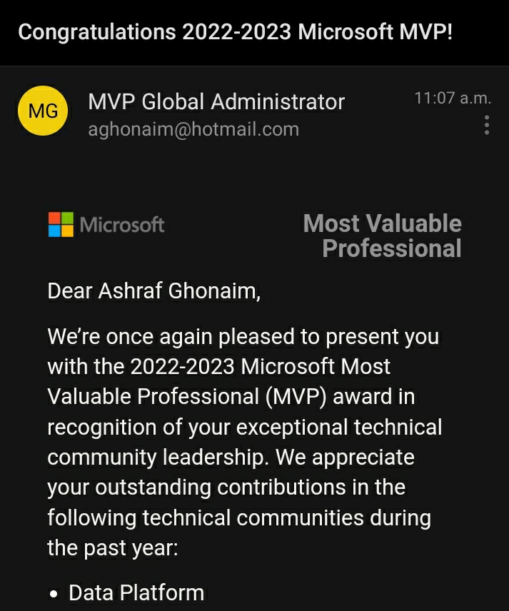 On July 5th I got my #MicrosoftMVP Award renewed for the 5th year in a row. Thanks to the #PowerBI, #PowerPlatform, #SynapseAnalytics, #AzureCloud, #PowerApps, #PowerAutomate, #PowerVirtualAgents, #PowerPages around the world. I'm so proud to be one of the #MVPBuzz professionals,