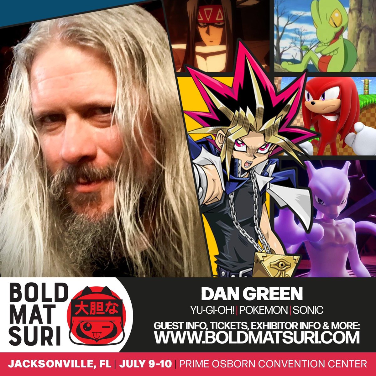 LevelUpVO's tweet image. Happening this weekend join @theDerickSnow @severelylindsay #DanGreen and #DarrenDunstan for @BoldMatsuri. #BlackClover #MyHeroAcademia #YuGiOh