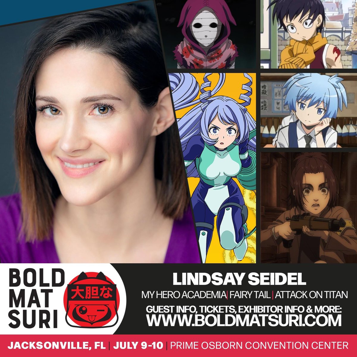 LevelUpVO's tweet image. Happening this weekend join @theDerickSnow @severelylindsay #DanGreen and #DarrenDunstan for @BoldMatsuri. #BlackClover #MyHeroAcademia #YuGiOh