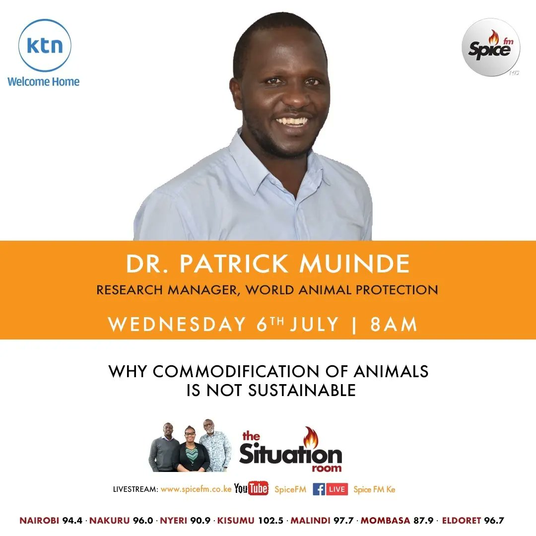 Why is the commodification of animals not sustainable? 
To learn more, tune in to Spice FM  tomorrow at 8AM as @DocYamo Farming Campaign Manager and @p_muinde our Research Manager discuss more on the  issue.

#changelivesforever #TheSituationRoom