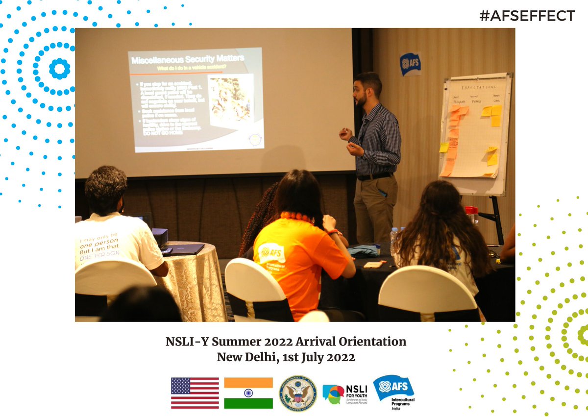 IndiaAFS's tweet image. AFS India welcomed 9 participants from the USA on the NSLI-Y Summer program on 30th June. The students participated in the Arrival orientation on 1st July conducted by our volunteers Ms Sudha Rajaram and Ms Simone Kundu.