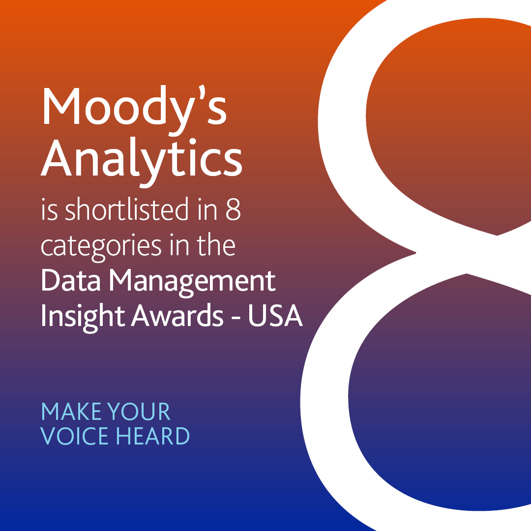 Moody’s Analytics is honored to be shortlisted in 8 categories for our #KYC, structured finance, and #data solutions in the 2022 Data Management Insight Awards USA. Visit here to vote: mdy.link/3yureq3