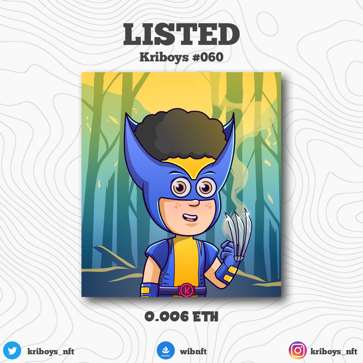 🚨Kriboys #060 Has been Listed🚨
Available on <a href="/opensea/">OpenSea</a>

🔥 Polygon blockchain
💥 1/1
⚡ No gas Fee
💫 0.006 ETH

Get it fast🔥
opensea.io/assets/matic/0…
 
Any collection👇
opensea.io/collection/kri…

#NFTs #NFTCollection #nftcollectors  #NFTProject  #NFTinvestor #nftart #kriboys