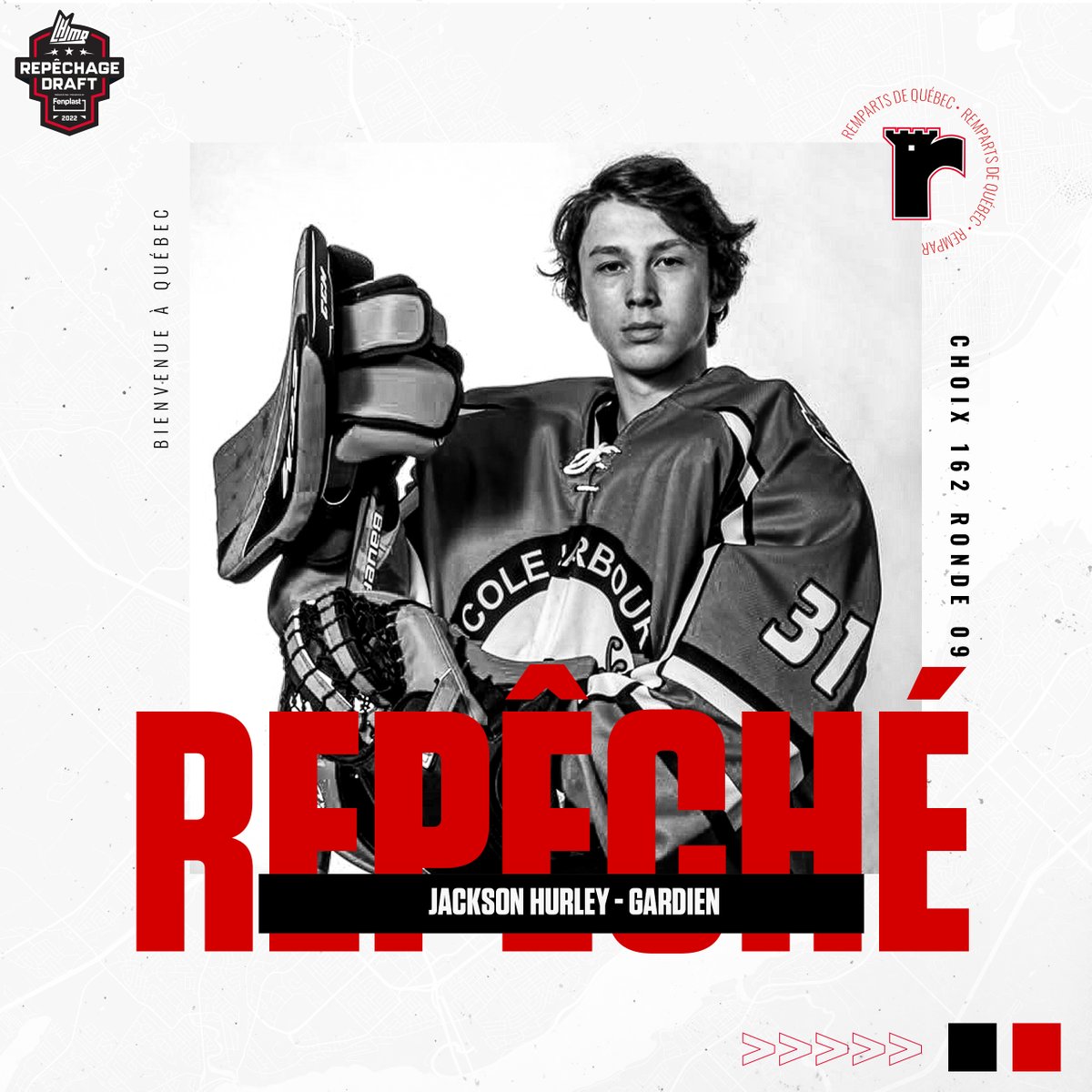 Pour la première fois de la journée, les Diables Rouges repêchent un gardien de but!

#DeQuébecPourQuébec