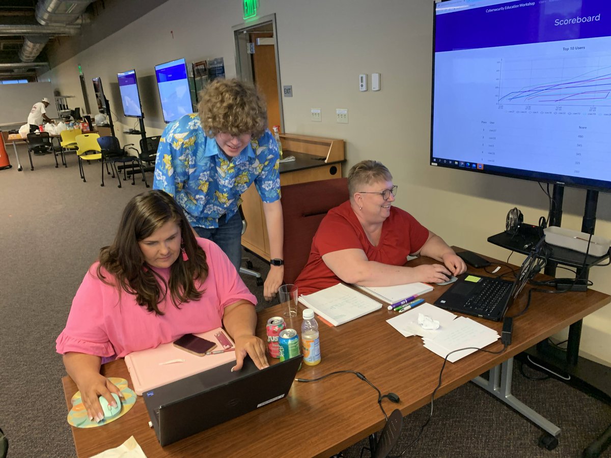 SkylerAusten's tweet photo. Last week, I had the pleasure of teaching a group of ~40 @ArkansasEd high school teachers about cybersecurity through a hands-on #CTF competition. These folks were fantastic, and I'm very confident that the next generation of Arkansan cybersecurity students is in great hands :) https://t.co/QH7fk5Fqm6