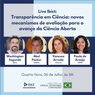 Importante Webinar para acompanhar os Caminhos da Ciência Aberta no Brasil.

Compromisso 8 do 5º Plano de Ação do Governo Aberto.

youtube.com/IBICTbr/

#openscience #openaccess #opendata #publishing #science