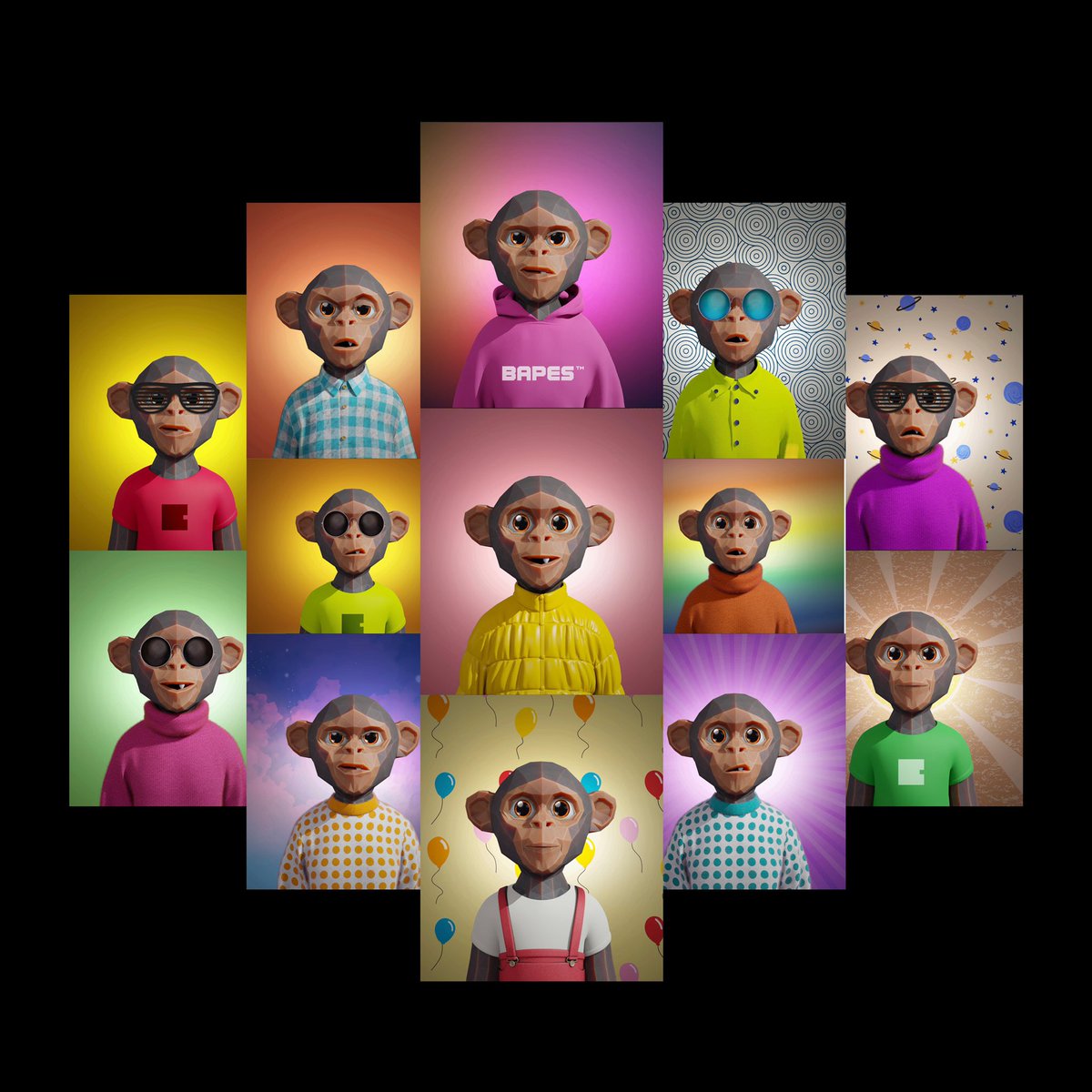 hatch15's tweet image. How do you like my Gen 2 squad? #BAPESCLAN #NFT #BAPESFUTURE @bapesclan