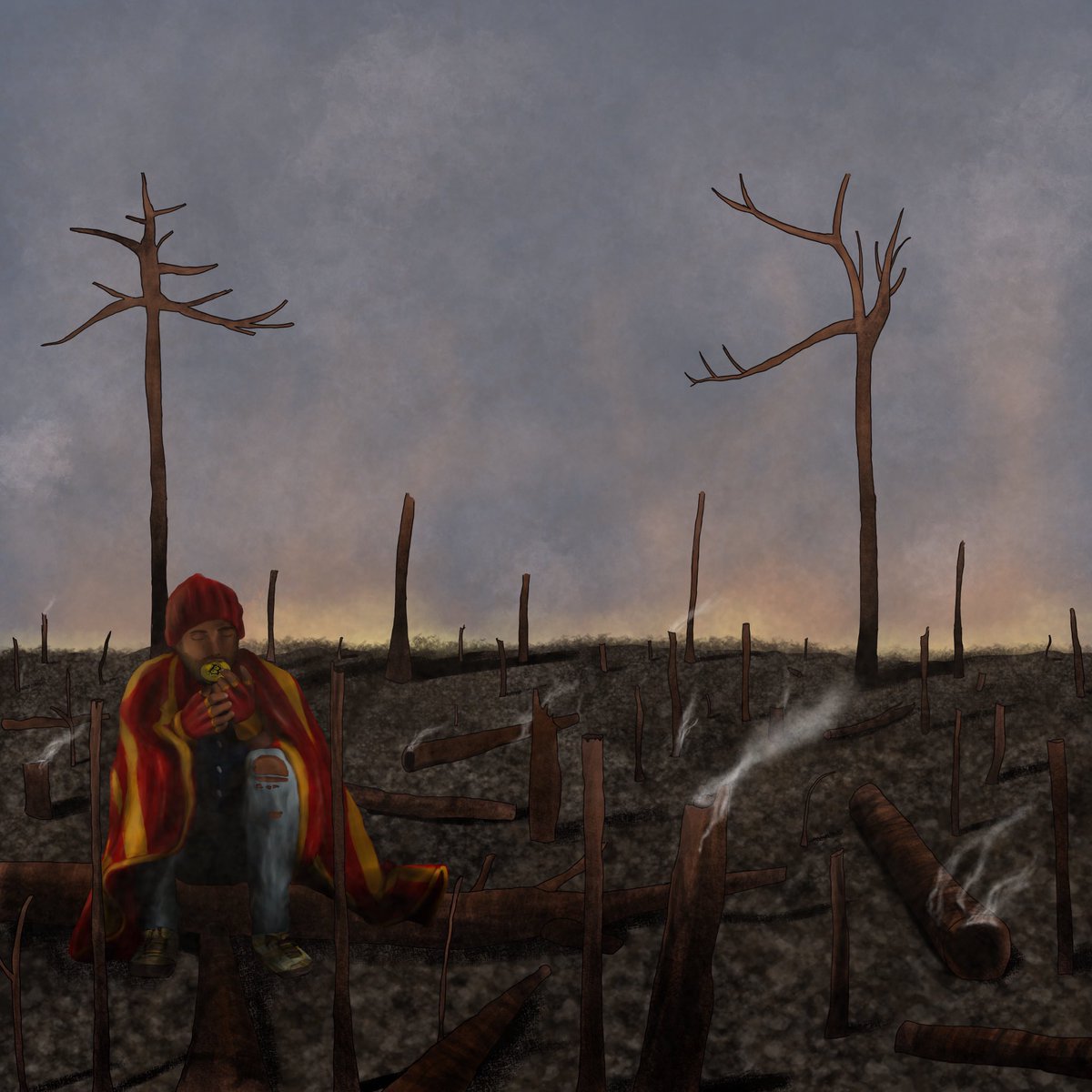 KryptoHomeless's tweet photo. #002 The Crypto Homeless in a burnt forest 
#NFTCommunity #NFTartist #NFTdrop #ecology #ZEvent2022 https://t.co/wwgcUkfZrx