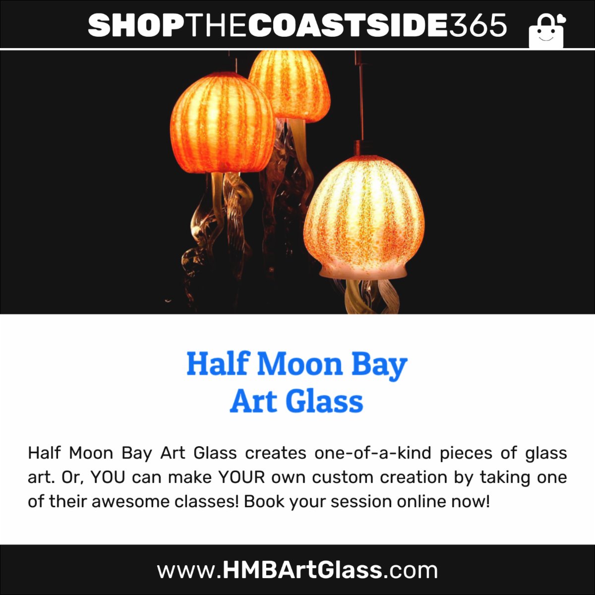 hmbcoastchamber's tweet photo. Half Moon Bay Art Glass creates one-of-a-kind pieces of glass art. Or, YOU can make YOUR own custom creation by taking one of their awesome classes! Book your session online now! #GlassArt #GlassBlowing #HMBCoastside https://t.co/jgDv4zeoPC