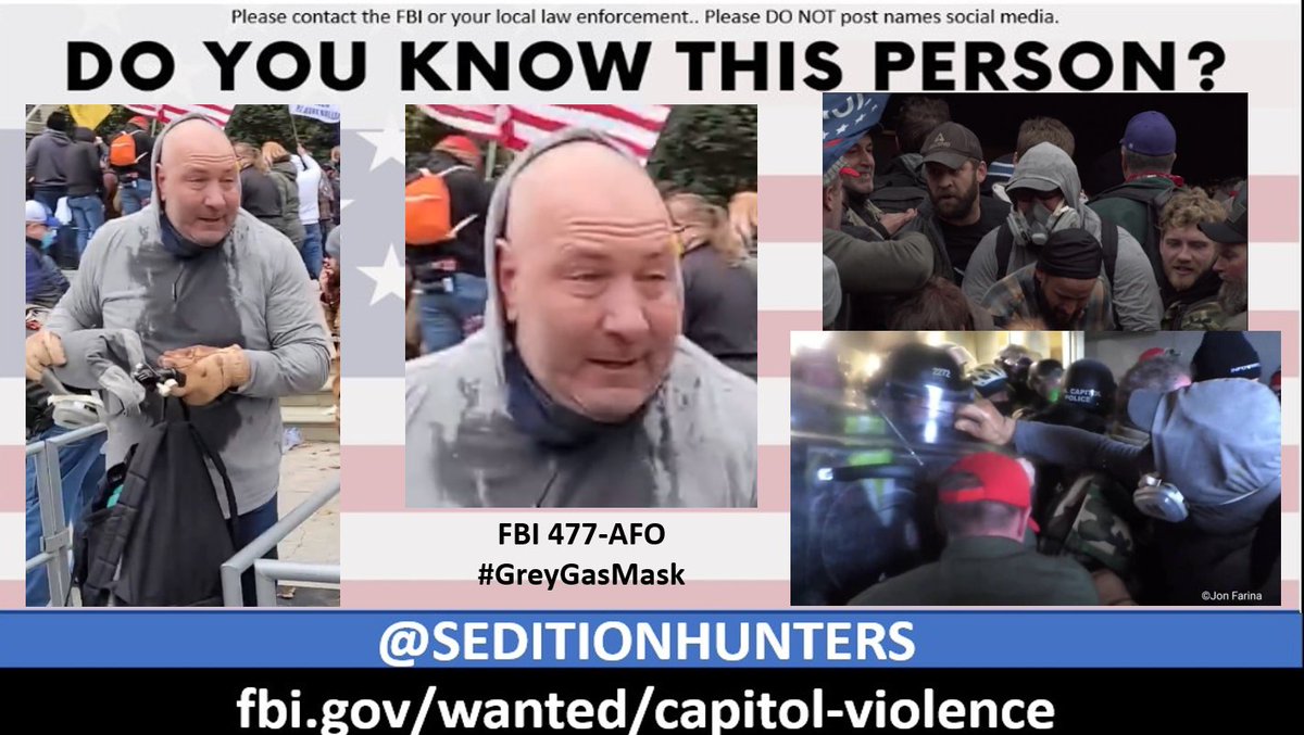 SeditionHunters's tweet photo. Please share across all platforms. #DoYouKnow this person?? Please contact the FBI with 477-AFO https://t.co/CacVxYJIL1 or contact us at admin@seditionhunters.org Please do not post names on social media #GreyGasMask https://t.co/5GHlYeP9YO