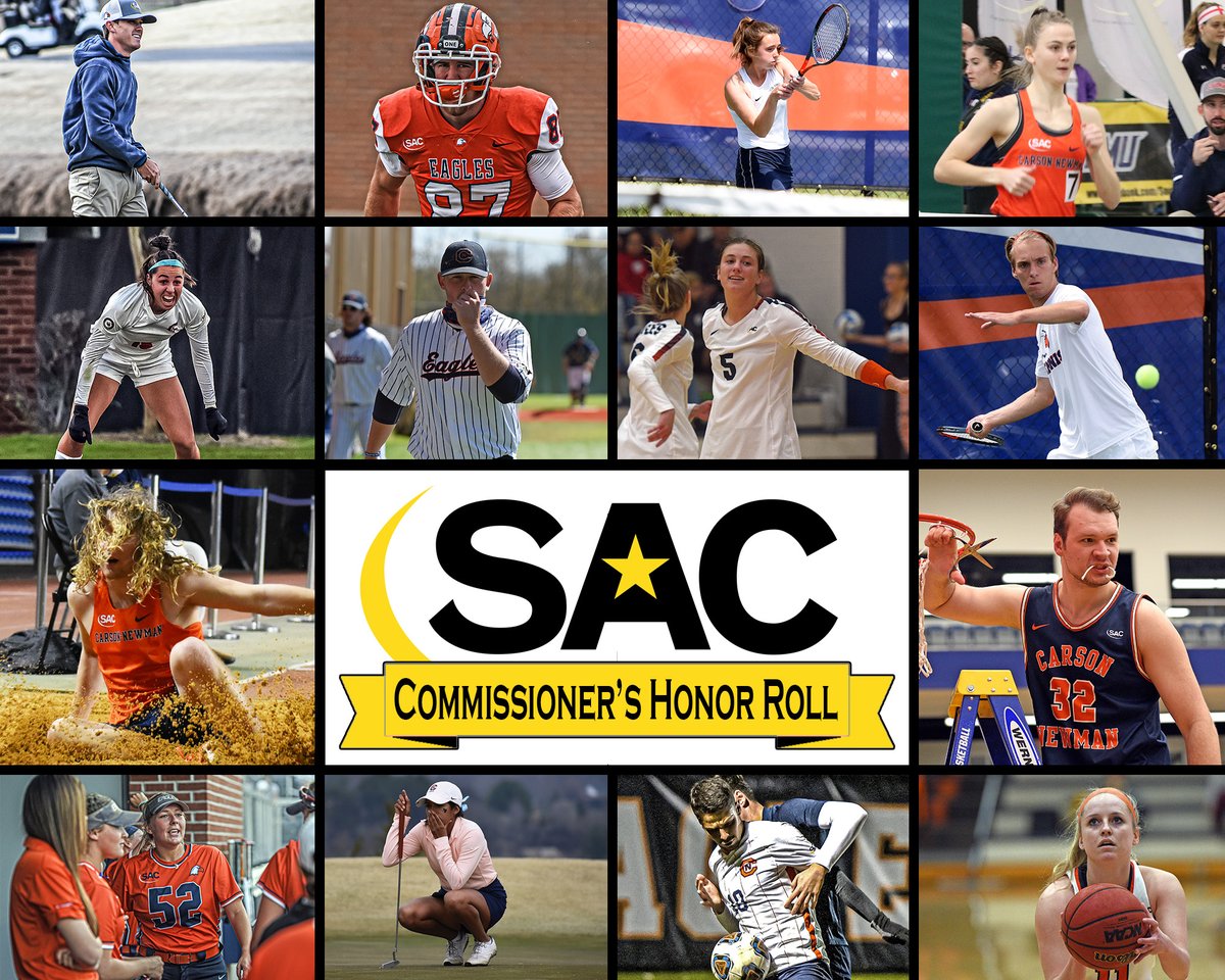 CN_Eagles's tweet photo. For a third consecutive year, Carson-Newman has placed a record number of student-athletes on the @SAC_Athletics Commissioner's Honor Roll 

📋 https://t.co/iMDxWXcYHB https://t.co/7rFqPEBbAH