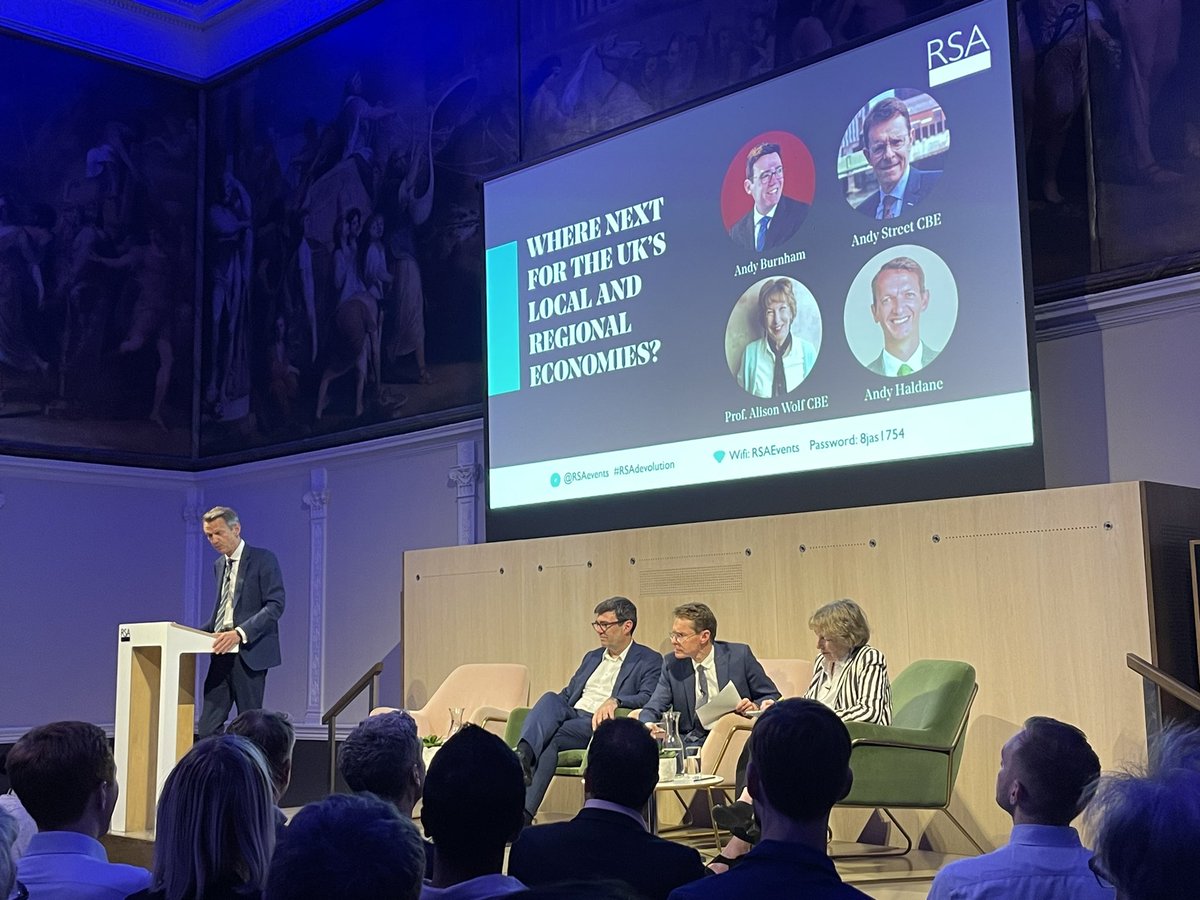 Excited to hear from @AndyBurnhamGM @andy4wm & Alison Wolf at #RSAdevolution. 

Some of the most interesting stuff is happening within city mayoralties - with big effects on charities & communities.