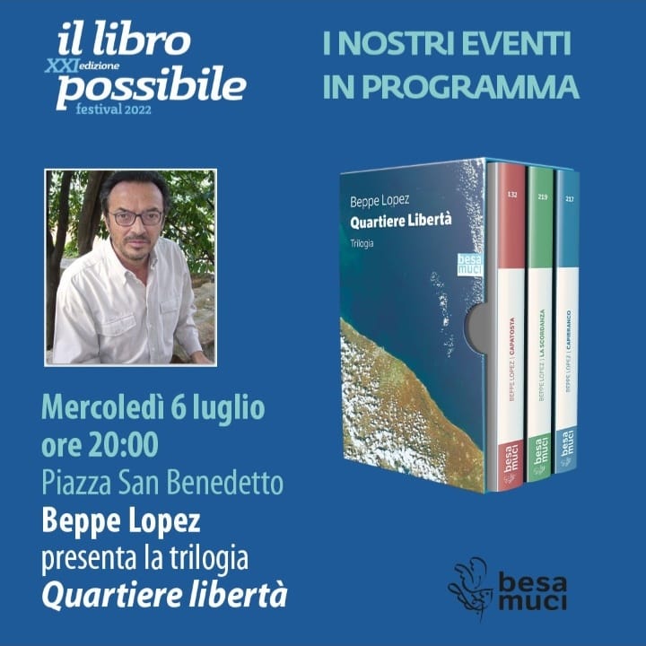 beppelopez's tweet photo. Besa editrice
L'appuntamento con l'autore BEPPE LOPEZ e con il presentatore ENNIO TRIGGIANI a #polignanoamare è per domani, 6 luglio, alle 20.00 in Piazza San Benedetto. #LP2022 #libropossibilexxi #besamucieditore #scritturedalmondo #librisenzafrontiere #scritturedalmondo https://t.co/4FuK93LLpL