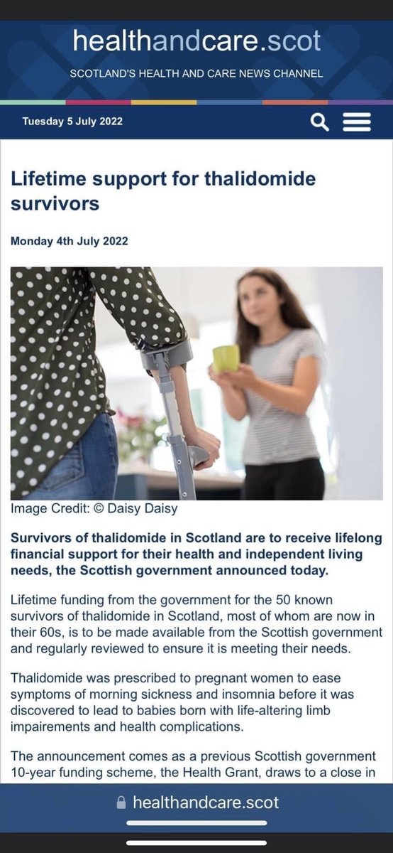 Redress for thalidomide victims is only part of the recommendations by Baroness Cumberledge. Full redress for #meshinjured and #sodiumvalporate absolutely essential. @scotgovhealth @scotgovhealth