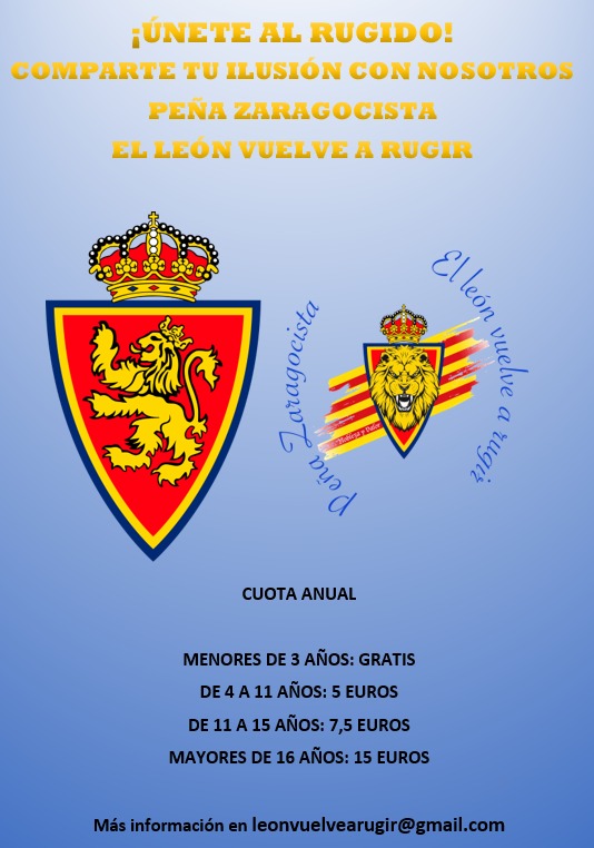 PRugir's tweet photo. ¡Únete al rugido!
Hazte socio y disfrutemos juntos de nuestra ilusión y zaragocismo, porque...
#LoMejorEstaPorVenir @RealZaragoza @FPRealZaragoza https://t.co/2Oa1aZO367