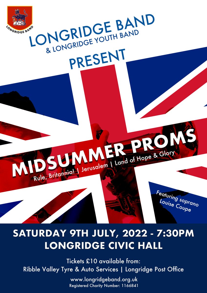 Our Proms concert is this Saturday! Tickets are still available from Ribble Valley Tyres/ Longridge Post Office. They will also be available 'on the door' on Saturday night.