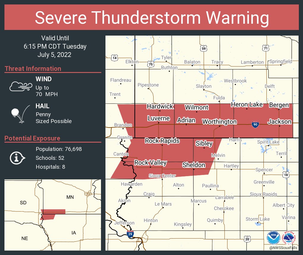 NWS Sioux Falls on Twitter "Severe Thunderstorm Warning including
