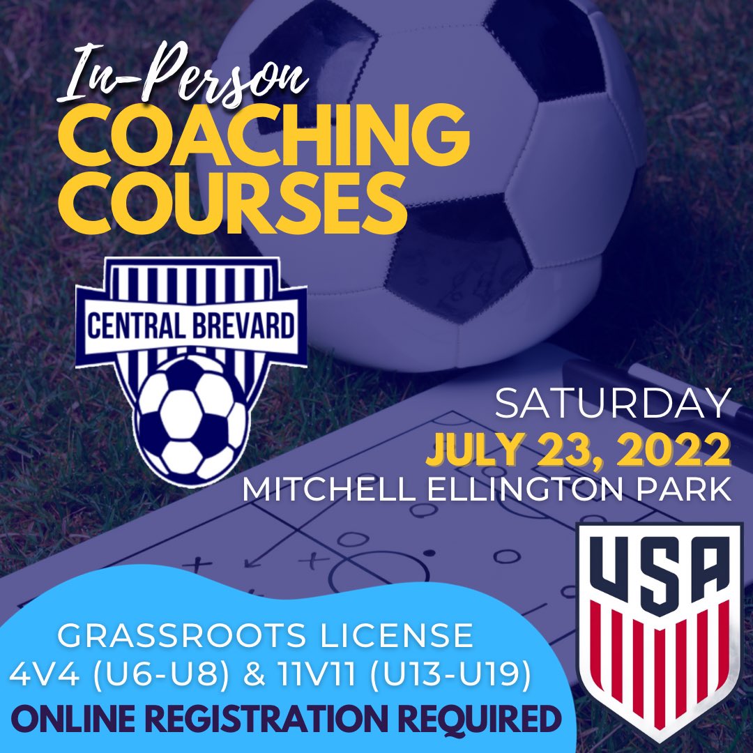 ⚽️We’re hosting in-person #coachingcourses! 
🥅 #Grassroots licenses
🥅 4v4 & 11v11
📍 July 23rd will be at Mitchell Ellington Park, Merritt Island 
💻 Register now: fysa.com/coaches/coachi… @FYSASoccer