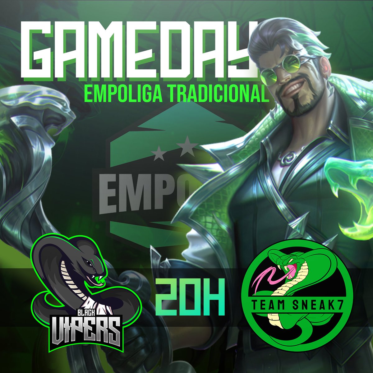 blackvipersbr's tweet photo. Hoje é dia de jogo 👀

Então, eu tenho certeza que você estará dando seu apoio à nossa Fang, na qual estará jogando daqui a minutos pela Empoliga [Trad B]. Fica de olho, que é um jogão contra a @teamsneak7. 

⏰: 20h
📺: Sem transmissão

#GOBVE 🐍 https://t.co/h6Zl28M8i3