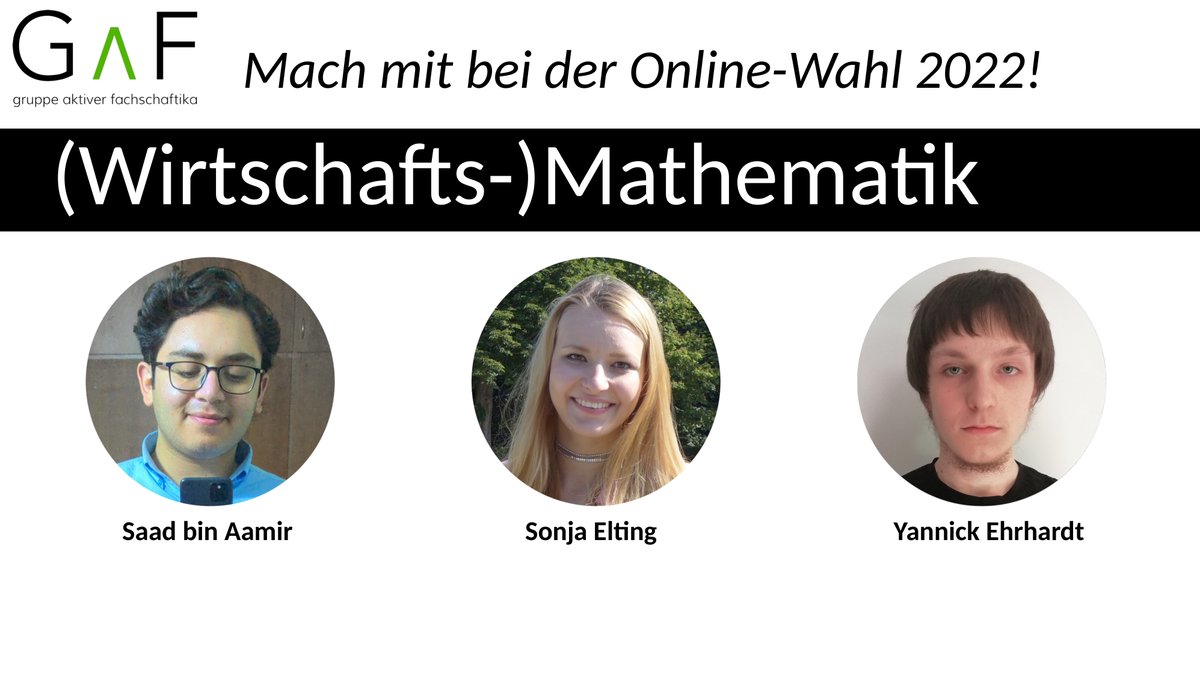 gaflmu's tweet photo. Die Kandidat:innen der (Wirtschafts-)Mathematik stellen sich hier vor:
https://t.co/Po3qLjqHKt
🖼️: EK https://t.co/PSUA5duL0F