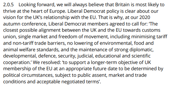 DanLeeQE's tweet photo. @FluffintheBord1 @FanetSarah Yes, according to party policy and membership.

From Policy Paper 144 "Rebuilding Trade and
Cooperation with Europe", from earlier this year which in a nutshell says we should rejoin SM and have as close a relationship with the EU as we can until we can rejoin. https://t.co/E1fQ9AIzOv
