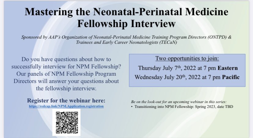 Calling all #PedsRes applying for the 2022 Neo match:
 
@NeoTECaN and ONTPD are joining forces to help you prep for the NICU fellowship interview. You get 2 chances to catch the live panel discussion. #NeoTwitter #NeoMatch2022 #nicufellowship @AAPSOPT