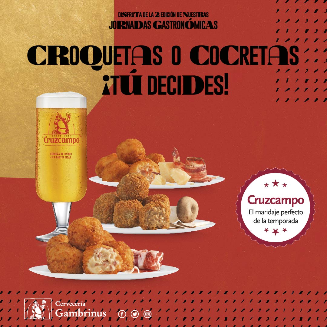 gambrinus_'s tweet photo. ¿#Croquetas o #cocretas? No importa como las llames, disfrútalas durante todo el mes de julio en tu #CerveceríaGambrinus preferida. Con la consumición de 2 cervezas #Cruzcampo gozarás con unas deliciosas croquetas.

Consulta lo locales adheridos aquí 👇​
https://t.co/7XeedBQP67 https://t.co/gX8JmYv7Zc