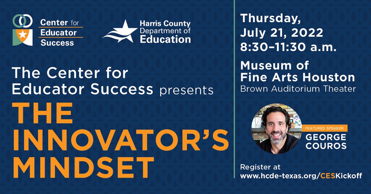 CES_hcde's tweet photo. You are invited to the #CESKickoff event, The #InnovatorsMindset, on Thursday, July 21. This FREE event marks our official launch and features @gcouros and his thought-provoking insight that will leave you inspired and ready to thrive.
Register now.
https://t.co/kks2gv7n0u https://t.co/3VFZ51PgT5