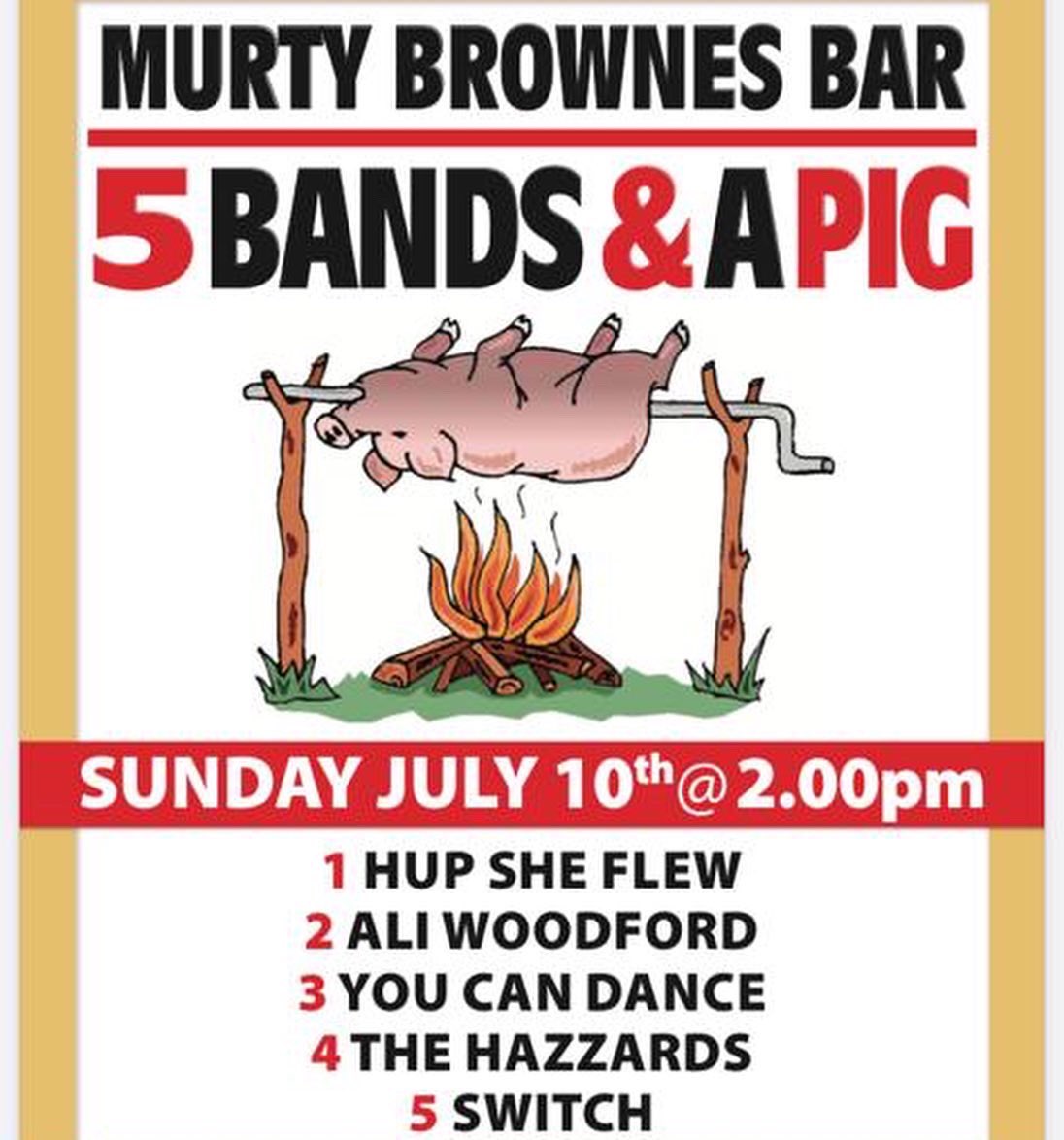 murtybrownes's tweet photo. Getting very excited for Five Bands &amp; a Pig 2022, this Sunday July 10th from 2pm. Join us for a fun filled day of brilliant music, food and great craic!🎸🐷🍻☀️ @DaloAnto #fivebands #fivebandsandapig https://t.co/mfgWDuhraZ