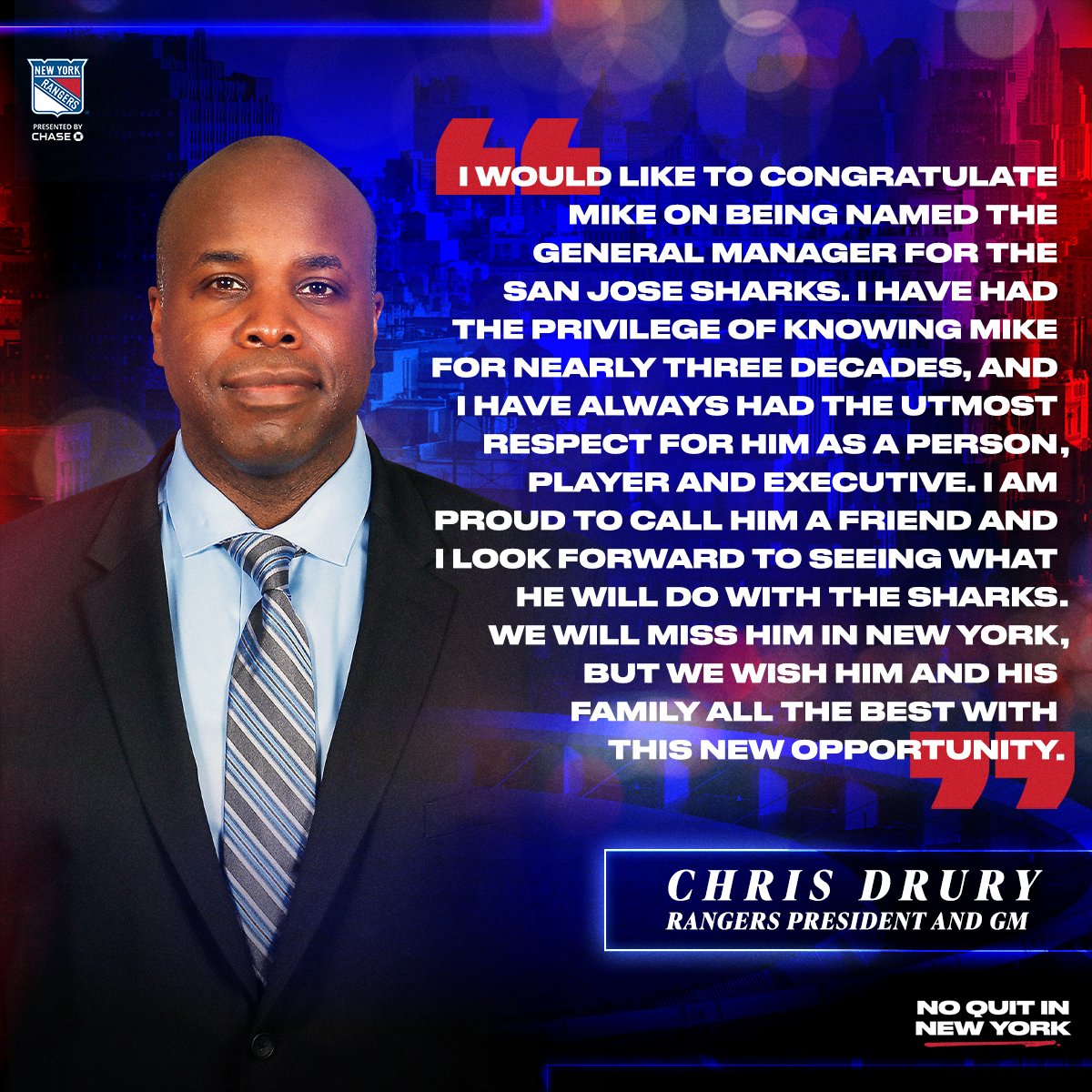 Congratulations + best of luck in San Jose, Mike. 👊