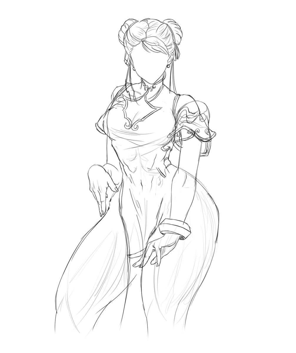 Решила сделать новый скетч, но возникла другая проблема - положение рук. 
 В итоге и этот скетч прошел..
#ChunLi #StreetFighter #sketch