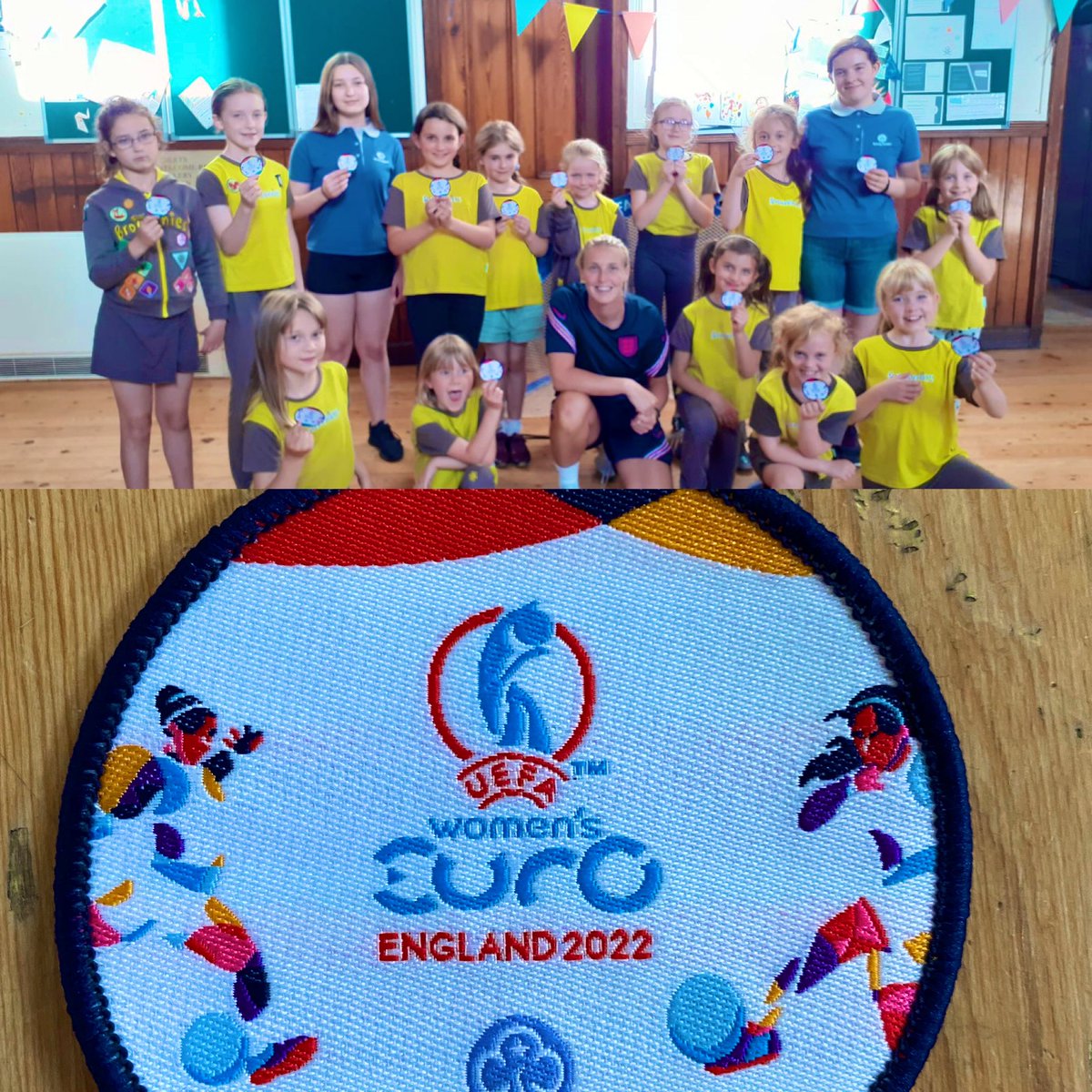 suey_smith's tweet photo. @Girlguiding @GirlguidingCEO tonight I believe these are the first brownies to receive the @WEURO2022  football badge! 
two Rangers supporting the session with #btplaymaker @EnglandLearning 👏🏻👏🏻 yep I also got the badge! Never to old ⚽️
5th Beverley Wesley brownies 👏🏻 https://t.co/GgWyLli0GD