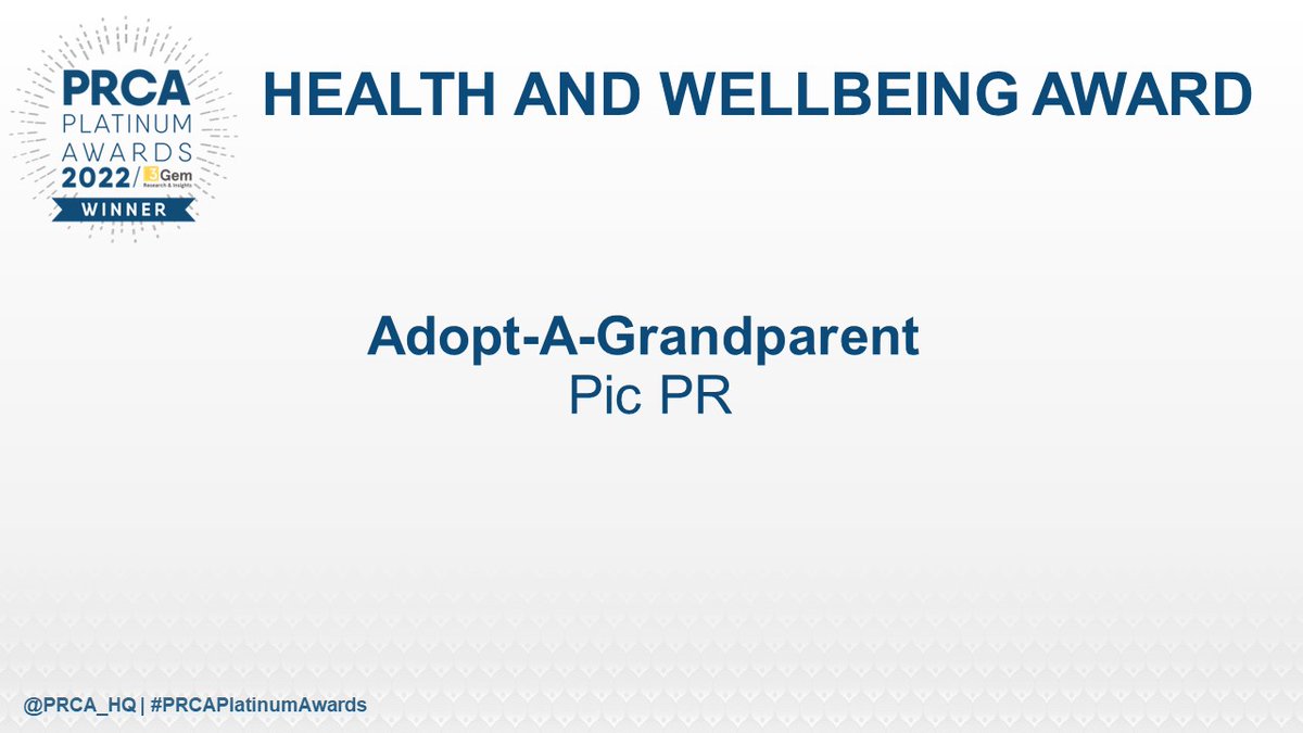 The Health and Wellbeing Award goes to <a href="/picpr/">Pic PR</a>! Congratulations! #PRCAPlatinumAwards ⭐⭐🏆