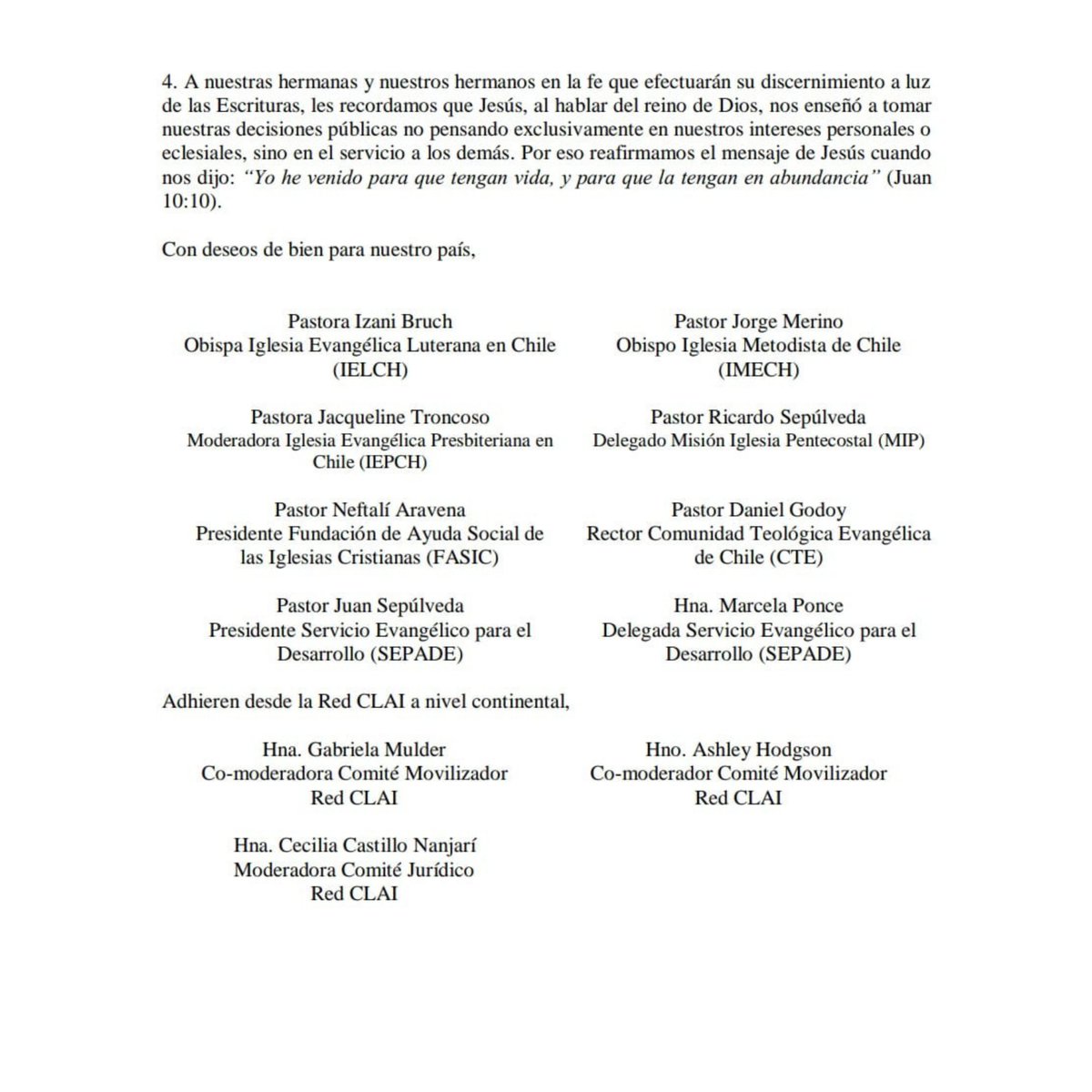 FASICDDHH's tweet image. Compartimos la declaración pública de #CLAI (Consejo Latino Americano de Iglesias), en el que #FASIC es miembro.