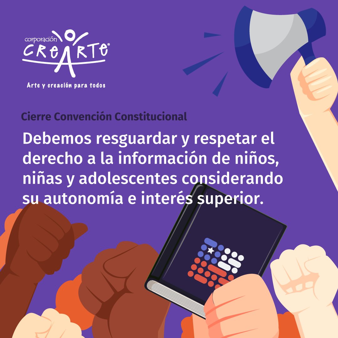 En el cierre de la Convención, queremos recordar la importancia de resguardar y respetar el derecho a la información de niños, niñas y adolescentes. Por primera vez una Constitución chilena y paritaria reconoce como sujetos de derechos a los NNA #convencionconstitucional