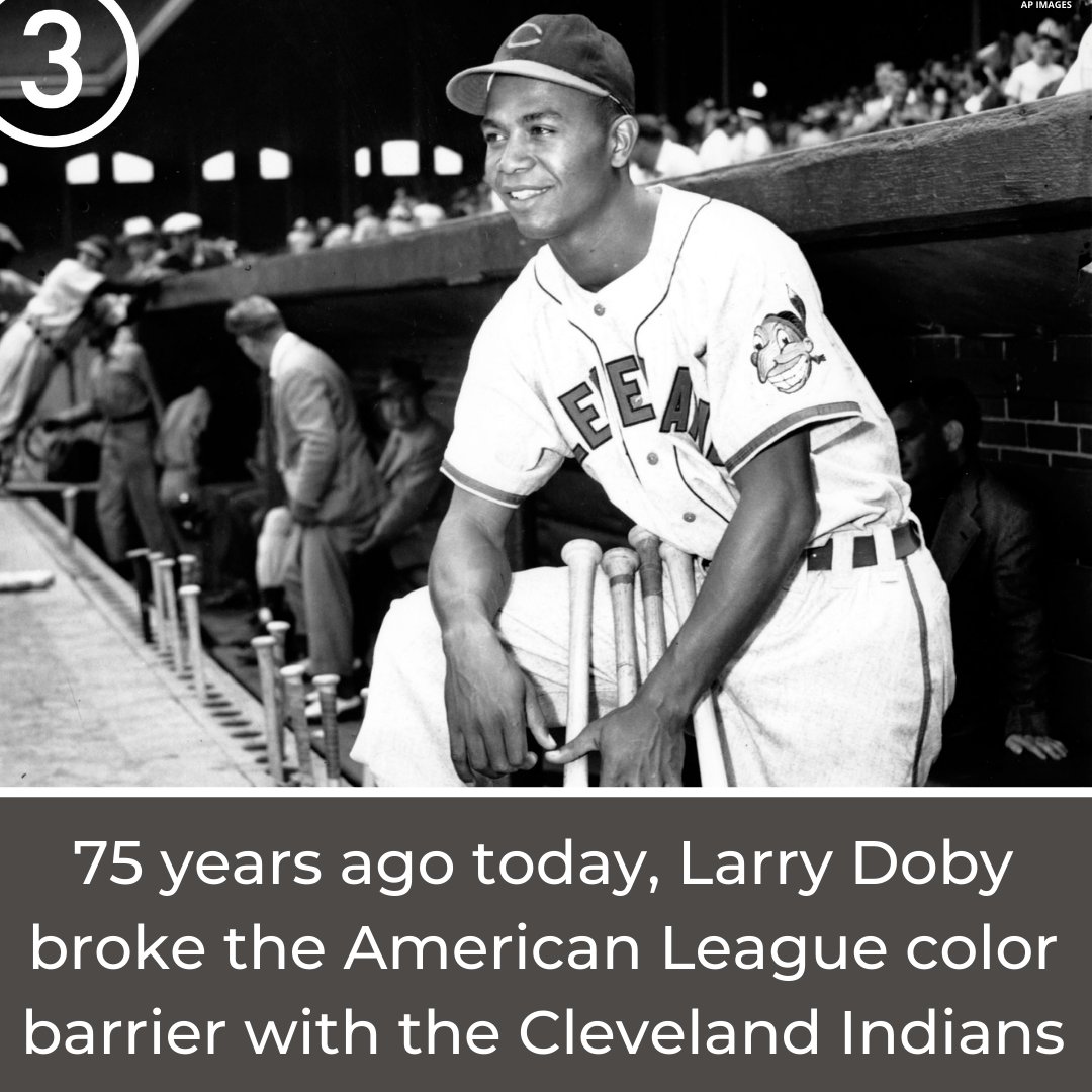wkyc's tweet photo. On July 5, 1947, Larry Doby made his debut with the Cleveland Indians, becoming the first Black player in the American League. https://t.co/k9A5OqoXmK