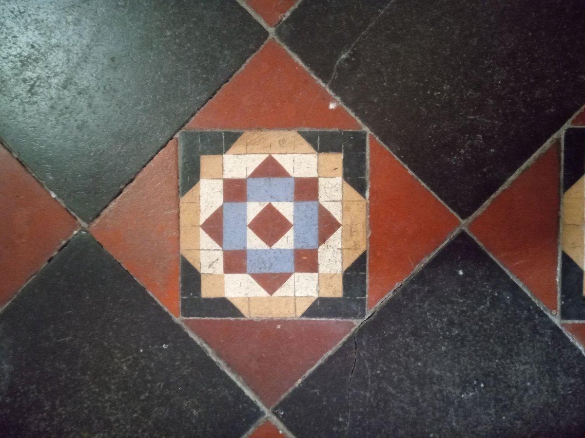 Joseamey's tweet photo. #TilesonTuesday dropped into All Saints Church in Dewlish, Dorset on Sunday and discovered a floor using Bales Patent Mosaic tiles, the first ones I've seen in a church context. #dorset #tiles #madeinPoole https://t.co/x1Ivt4ksJ4