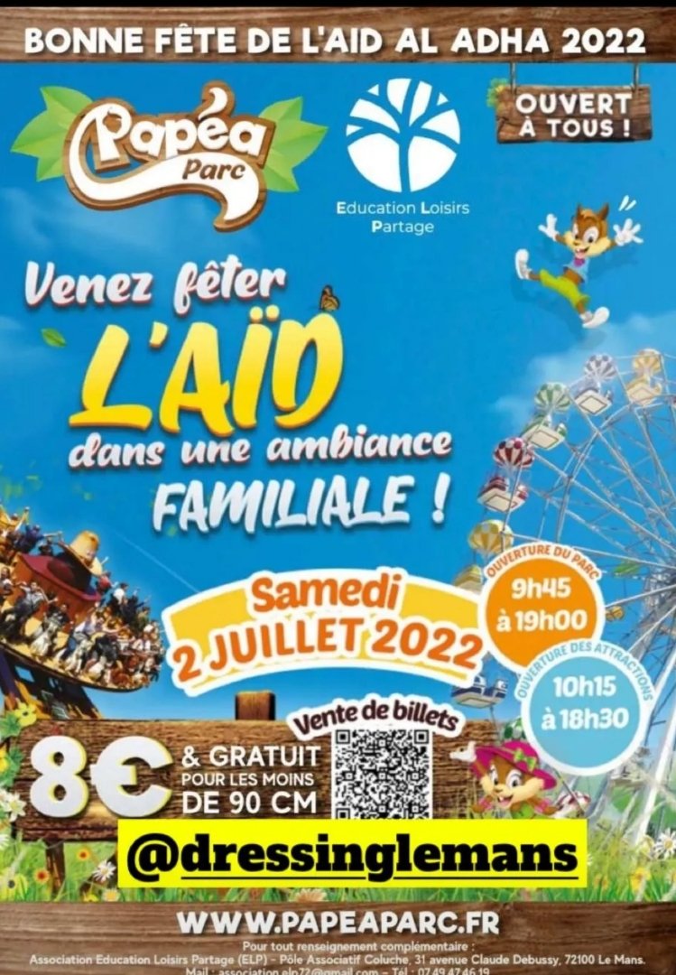 wittelsbourg's tweet photo. @BrunoBilde Besoin d aide svp !
L un des plus grands parcs d attraction de #Sarthe privatisé samedi 2 juillet pour fêter l aïd. 

Tarif divisé par 3 pour les musulmans, accès impossible pour les autres, nourriture hallal uniquement.

Allez noter à 0 Papéa parc sur Google et Fbk +com https://t.co/QXIsQey8Af