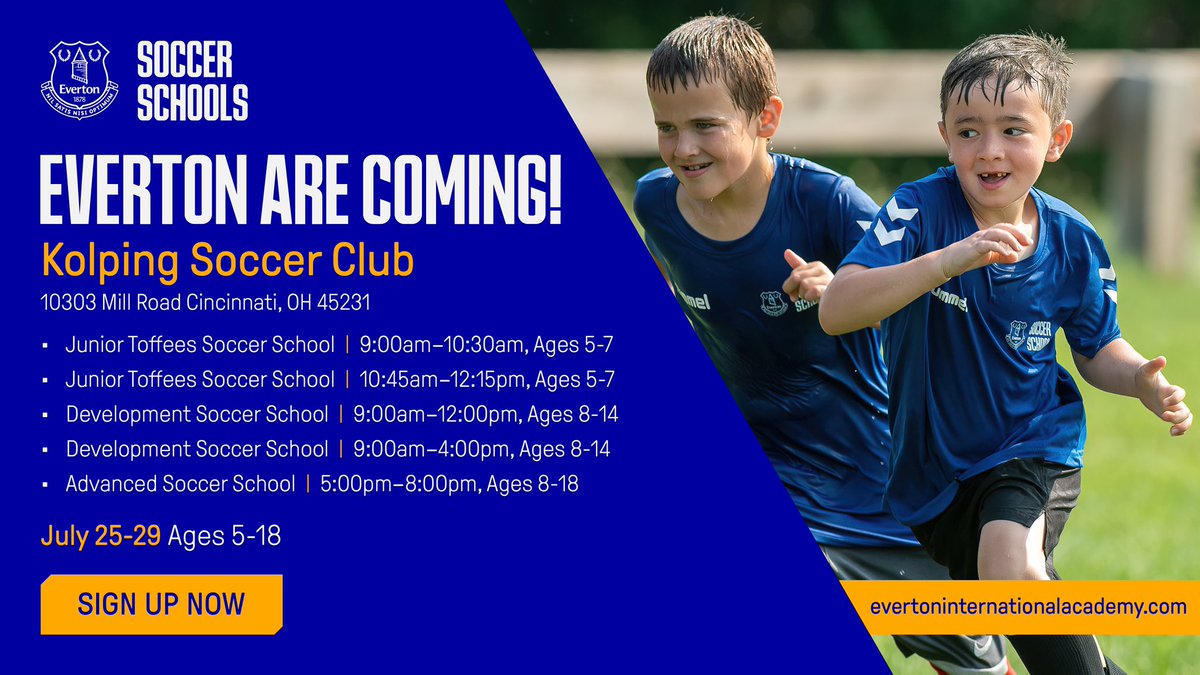 Don’t miss the opportunity to get developmental or advanced training through EPL club Everton’s US Soccer School! Click link below to sign-up/register. 

…munityathleticsolutions.sportngin.com/register/form/…