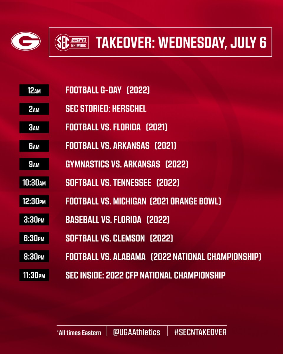 SECNetwork's tweet photo. When the clock strikes midnight ... 

The Dawgs are taking over 🐶

@UGAAthletics | #SECNTakeover https://t.co/xtJcRkSJRo