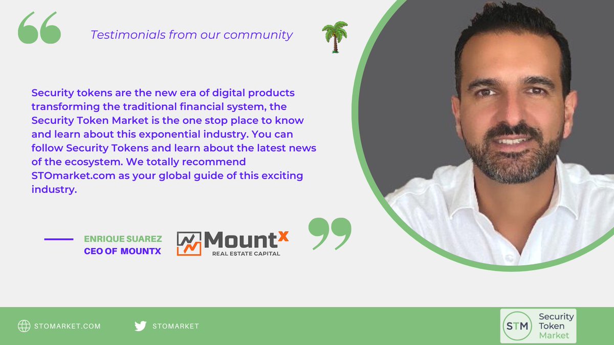 "...the Security Token Market is the one stop place to know and learn about this exponential industry."

Thank you, Enrique Suarez (<a href="/esuareza/">Enrique J. Suarez</a>), CEO of <a href="/Mountx_R_Estate/">MountX Real Estate</a>. 

We're constantly leveling up, improving our content, and providing the data everyone in the industry needs.