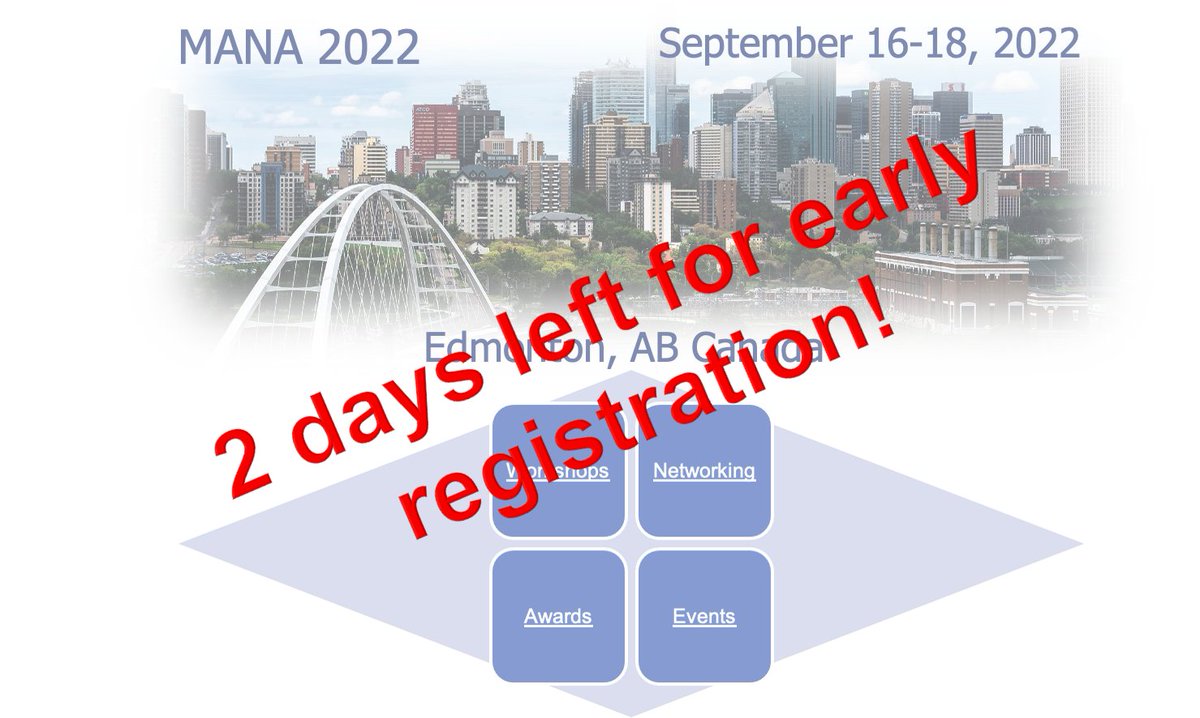 WishartNode's tweet photo. Only 2 days left for discounted registration to the first in-person @MANA conference since 2019, September 16-18, 2022, in Edmonton.  Plan now to attend &amp; learn the #latestScience and technology developments in the field of #metabolomics! 
@TMIC_Canada 
https://t.co/dat9FhEdVq https://t.co/B8FeFEi37h