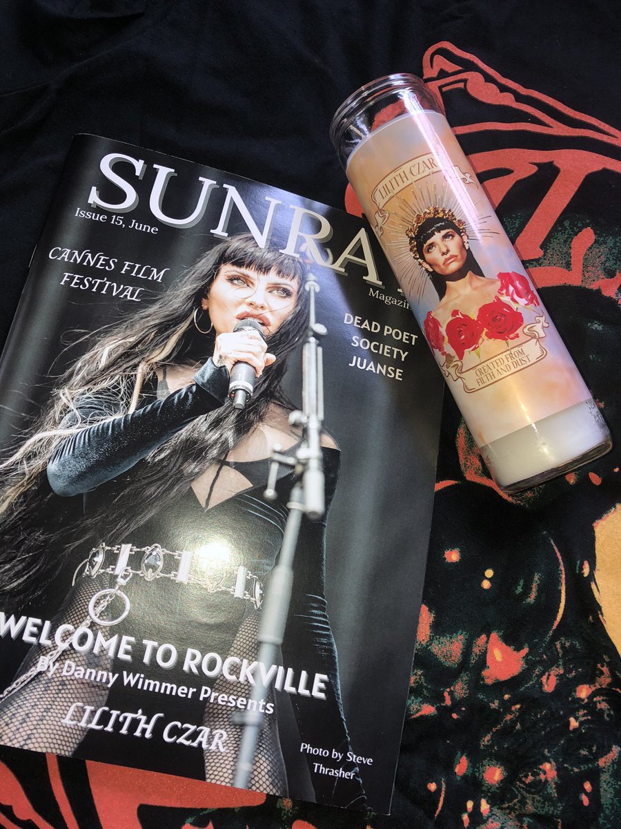 LilithCzarNews's tweet photo. My “Lilith Czar package” so call it arrived today!!
Welcome To Rockville Mag by Sunray Magazine
My Lilith Czar Candle
And finally her shirt she finally restocked!!
@LilithCzar 🖤🌙✨
#LilithCzar #CreatedFromFilthandDust #SunrayMagazine https://t.co/yzx2I5FtoQ