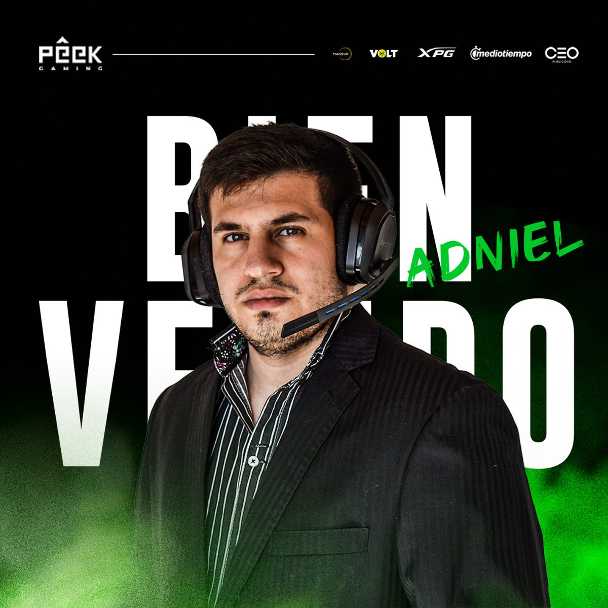 xibalbaesports_'s tweet image. Un objetivo se cumple bajo una estrategia impecable, por lo mismo nos alegra anunciar que ADNIEL ahora es parte de #PEEKGAMING como Strategic coach 🔥🔥

Bienvenido a la familia Maya. 😎🤘🏻

#ReachThePeek #GamingForward  #powermexicano 🇲🇽💚