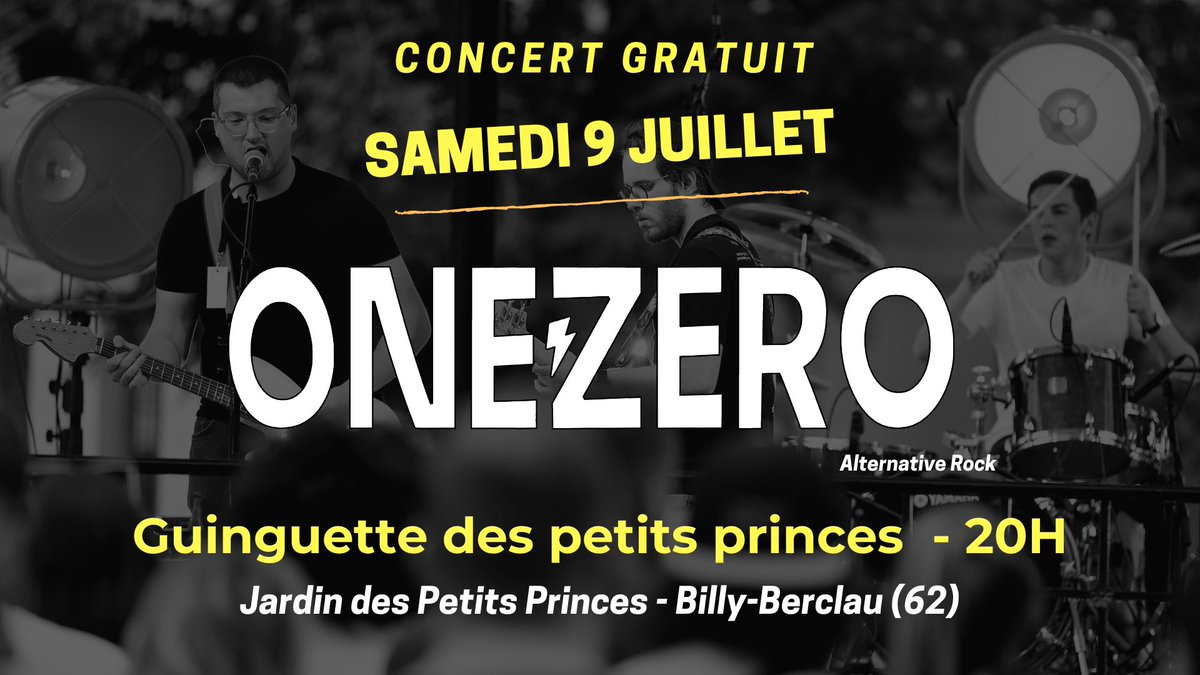 Onezeroff_'s tweet image. 👉Retrouvez One Zero pour leur dernier #concert de la saison à la Guinguette des Petits Princes ! 🤘

Découvrez des morceaux #inédits à cette occasion !

🆓Concert gratuit
📍Jardin des Petits Princes