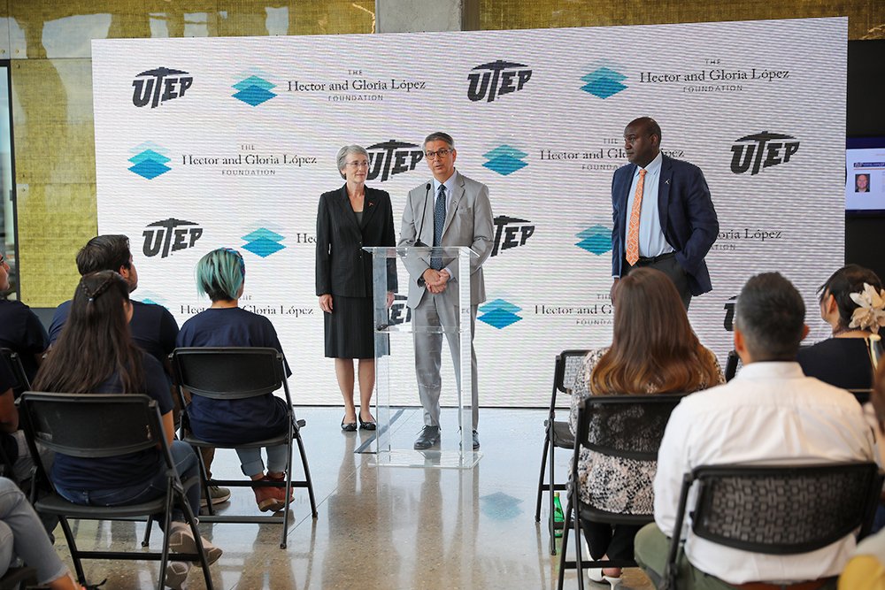 UTEP's tweet photo. Today, the @HGLFoundation announced its first grant — a $1.7 million gift to benefit 15 UTEP students. With their college costs fully covered, these scholars will be able to focus on their studies and transform their lives and those of their families. https://t.co/xiJOuyNpsH https://t.co/KG4upHsJtO