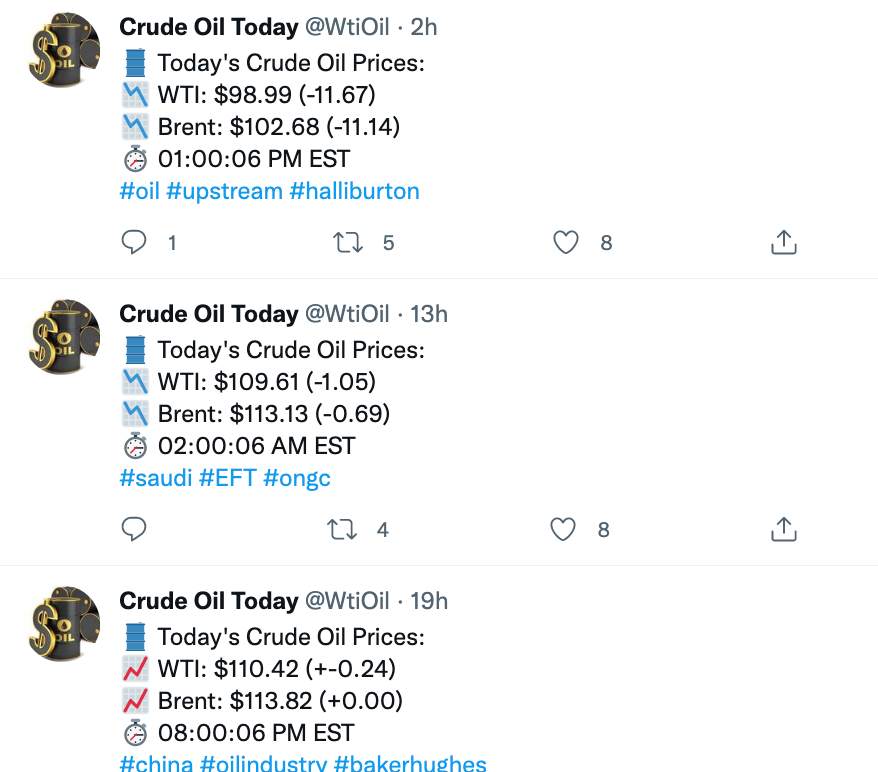 KCAInsights's tweet photo. #Oilprices dropped 9% today---falling back below $100 per barrel for the first time since May.   Predictions indicate that prices could fall to as low as $60 per barrel by the end of the year if an economic downturn significantly curtails #demand. https://t.co/xg14I1Cpgh