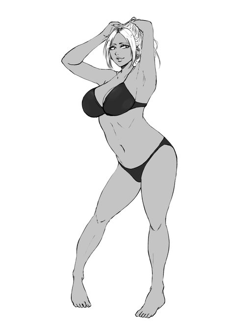 褐色ギャル水着描いてる。 