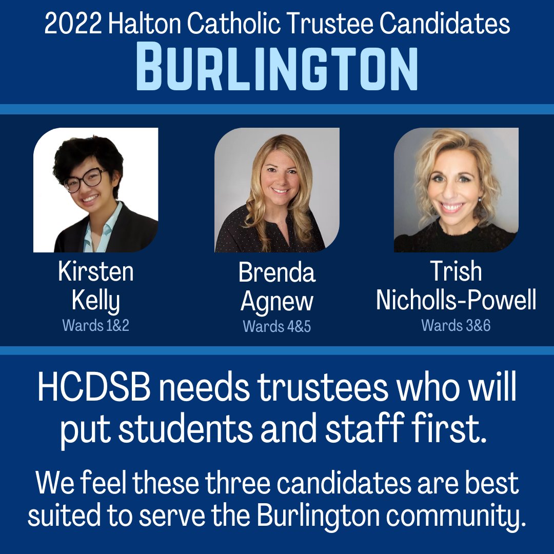 HaltonPFC's tweet image. 📢 Burlington! 📢
We are excited to share the three candidates running for @HCDSB Trustee in Oct2022. We believe these candidates are best positioned to make school-focused decisions, listen to stakeholders, and put the well-being of staff &amp;amp; students first.
#VoteOutTheDinosaurs
